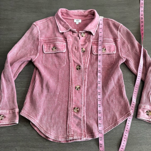 Buckle Faded Red Waffle Knit Jacket Shacket Button Up L S - Picture 9 of 10
